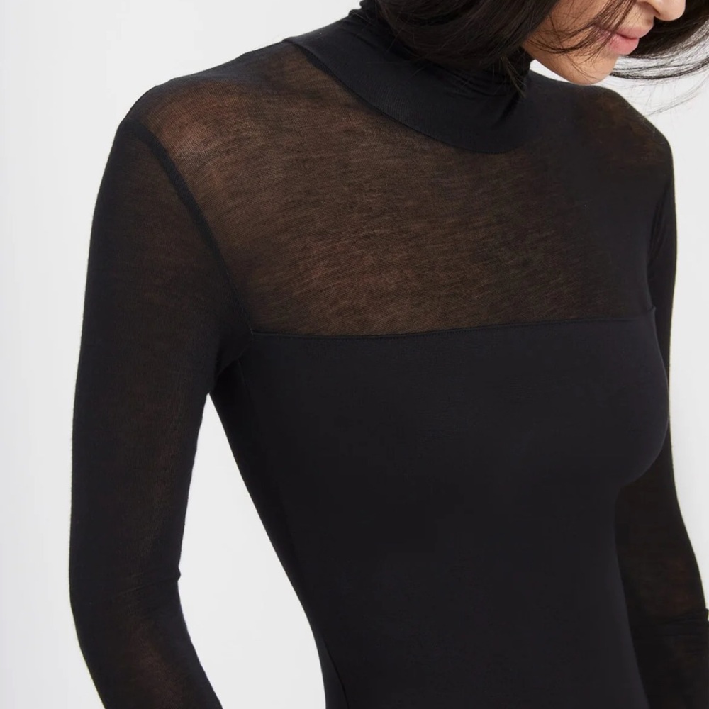 Marcella Black Sheer Long Sleeve Top